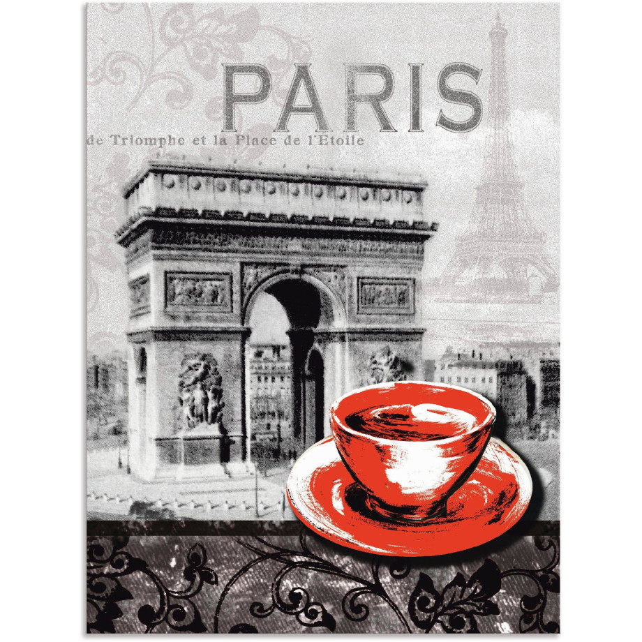 Artland Artprint Parijs - Café au lait als artprint van aluminium, artprint voor buiten, artprint op linnen, poster, muursticker afbeelding 1