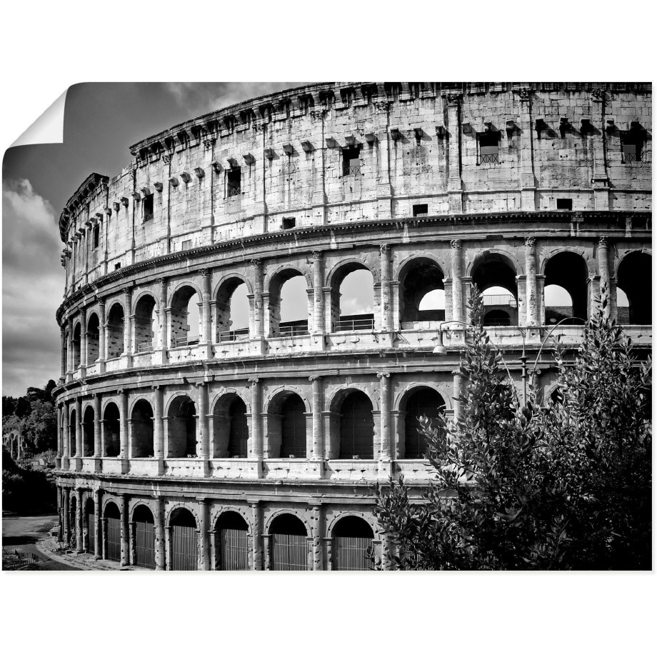 Artland Artprint Rome Colosseum monochroom als artprint van aluminium, artprint voor buiten, poster in diverse formaten afbeelding 1