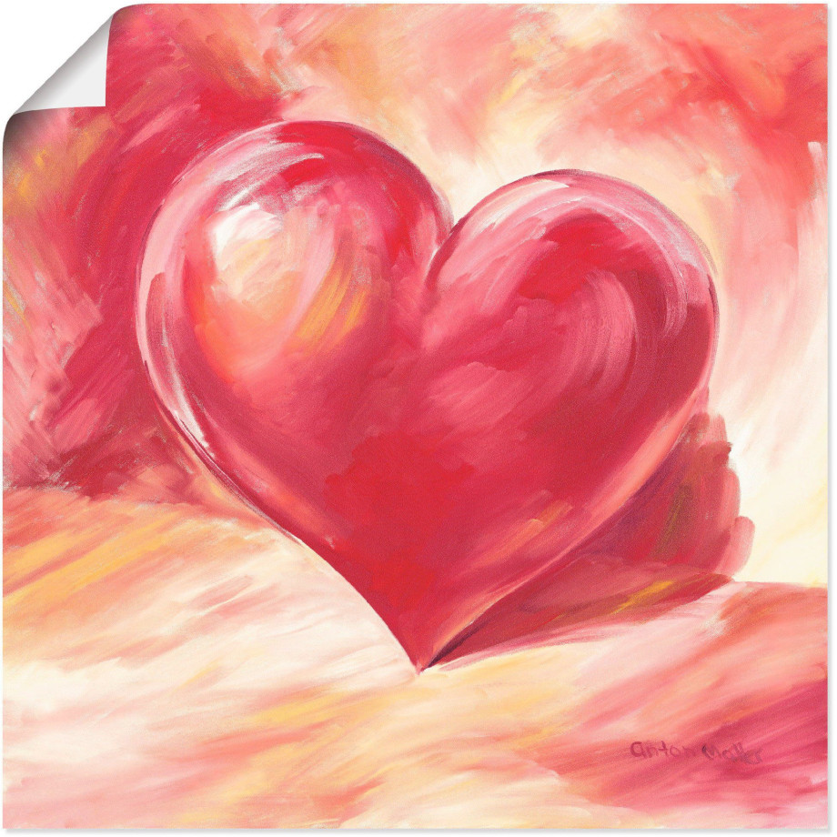 Artland Artprint Roze/rood hart als artprint van aluminium, artprint voor buiten, artprint op linnen, poster, muursticker afbeelding 1