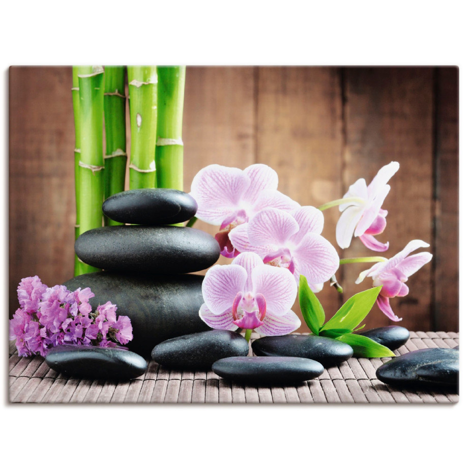 Artland Artprint Spa concept zen stenen orchideeën als artprint op linnen, poster, muursticker in verschillende maten afbeelding 1