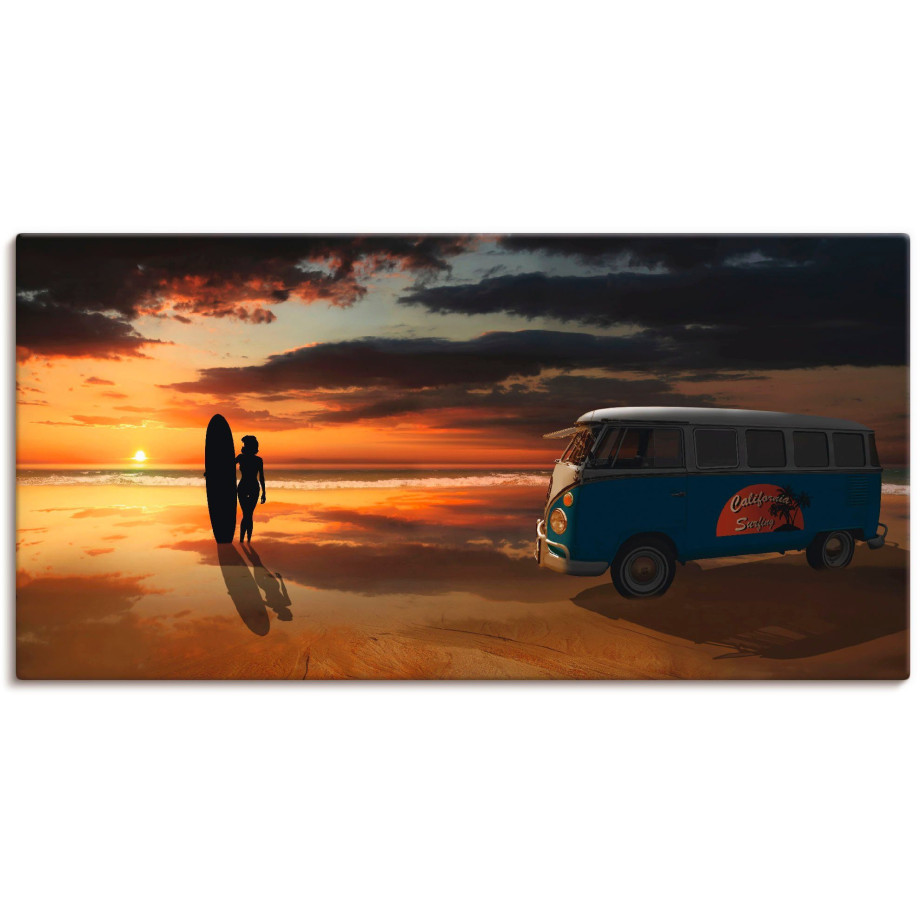 Artland Artprint Surfen in Californië met Bulli T1 als artprint van aluminium, artprint voor buiten, artprint op linnen, poster, muursticker afbeelding 1