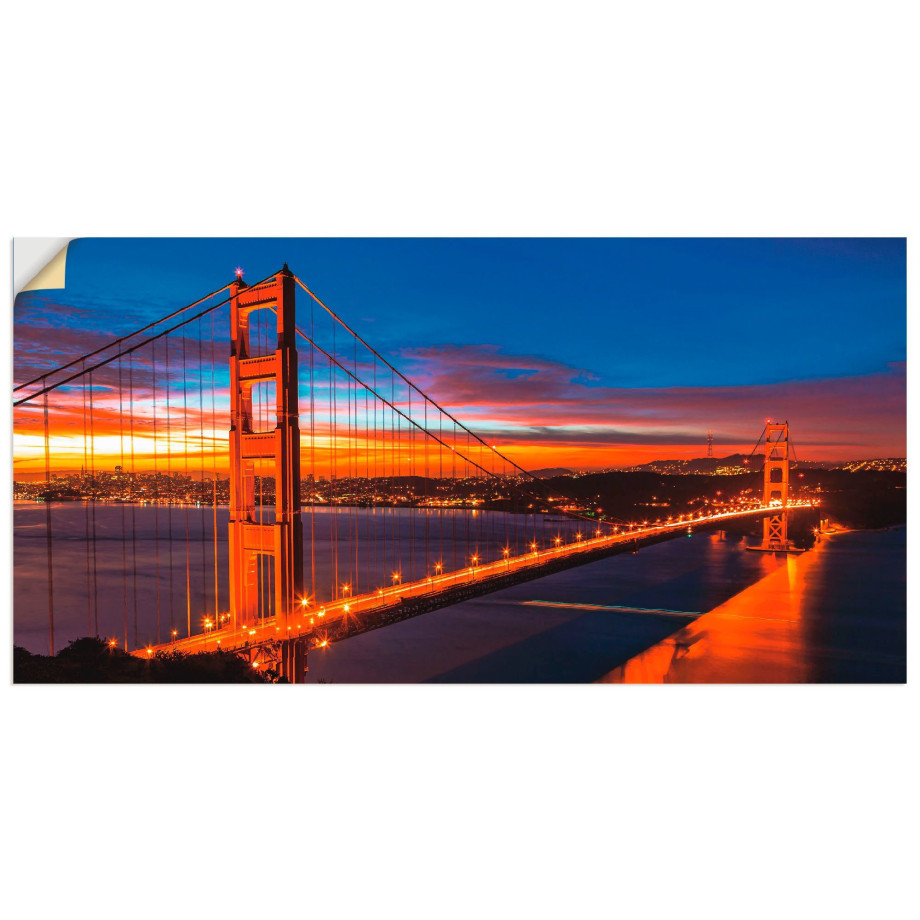 Artland Artprint The Golden Gate Bridge 's morgens vroeg als artprint op linnen, muursticker in verschillende maten afbeelding 1