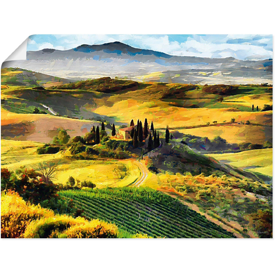 Artland Artprint Toscane van bovenaf als artprint op linnen, poster in verschillende formaten maten afbeelding 1