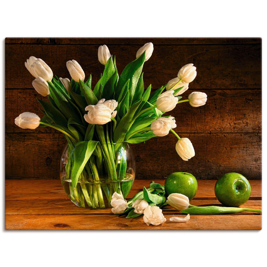 Artland Artprint Tulpen in glazen vaas als artprint van aluminium, artprint voor buiten, artprint op linnen in verschillende maten afbeelding 1