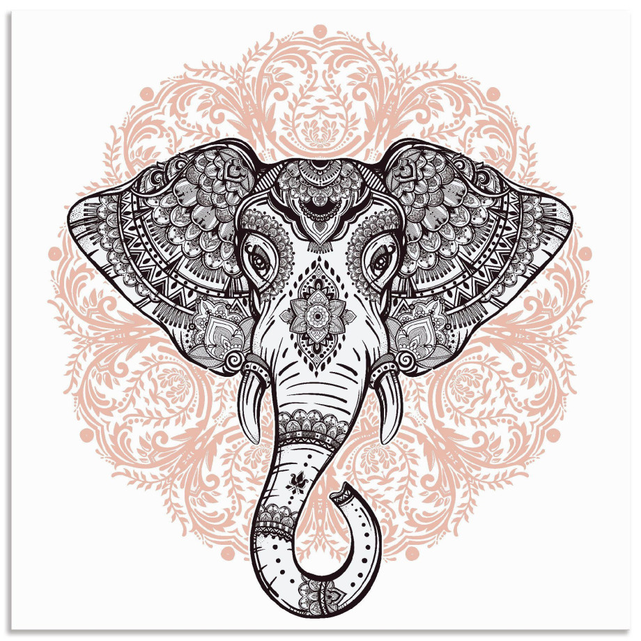 Artland Artprint Vintage mandala olifant als artprint op linnen, poster, muursticker in verschillende maten afbeelding 1