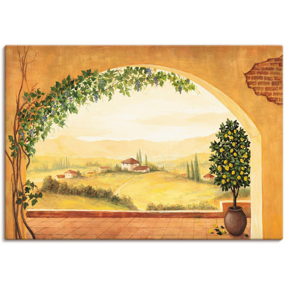 Artland Artprint Wijnranken voor het toscaanse landschap als artprint op linnen, poster in verschillende formaten maten afbeelding 1