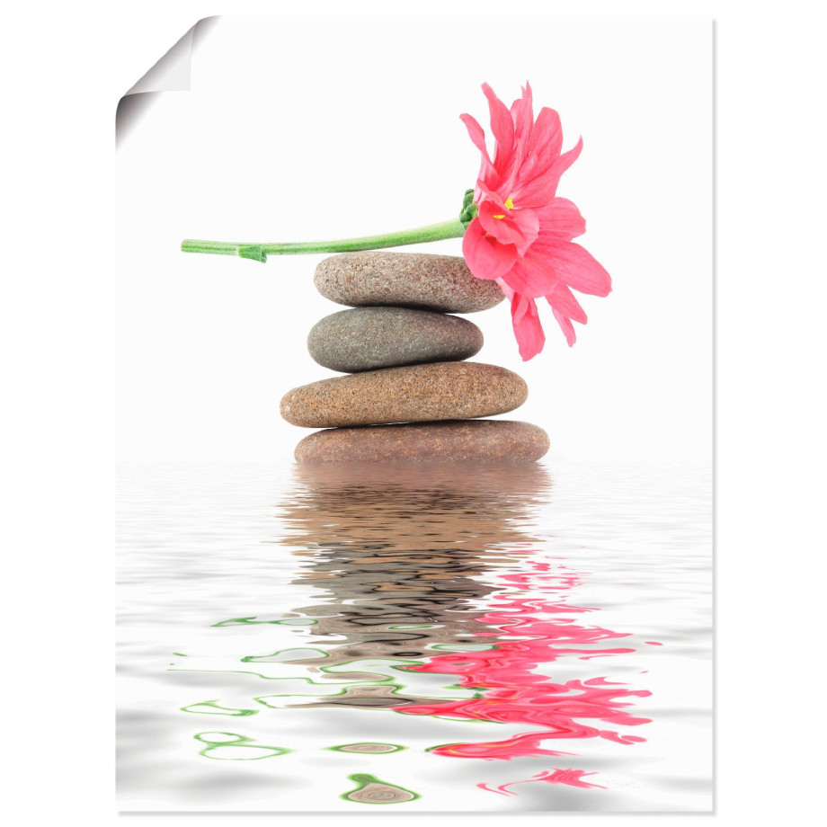 Artland Artprint Zen Spa stenen met bloemen I als artprint op linnen, poster in verschillende formaten maten afbeelding 1