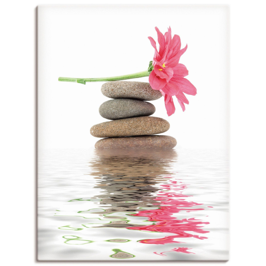 Artland Artprint Zen Spa stenen met bloemen I als artprint op linnen, poster in verschillende formaten maten afbeelding 