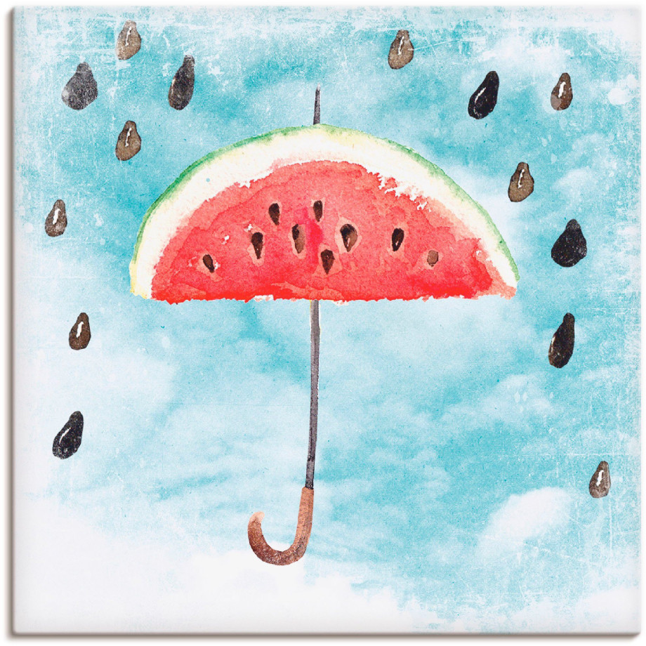 Artland Artprint op linnen Zomer meloenen regen gespannen op een spieraam afbeelding 1