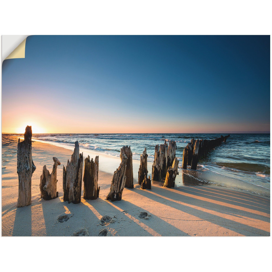 Artland Artprint Zonsondergang strand golfbreker als artprint van aluminium, artprint voor buiten, artprint op linnen, poster, muursticker afbeelding 1