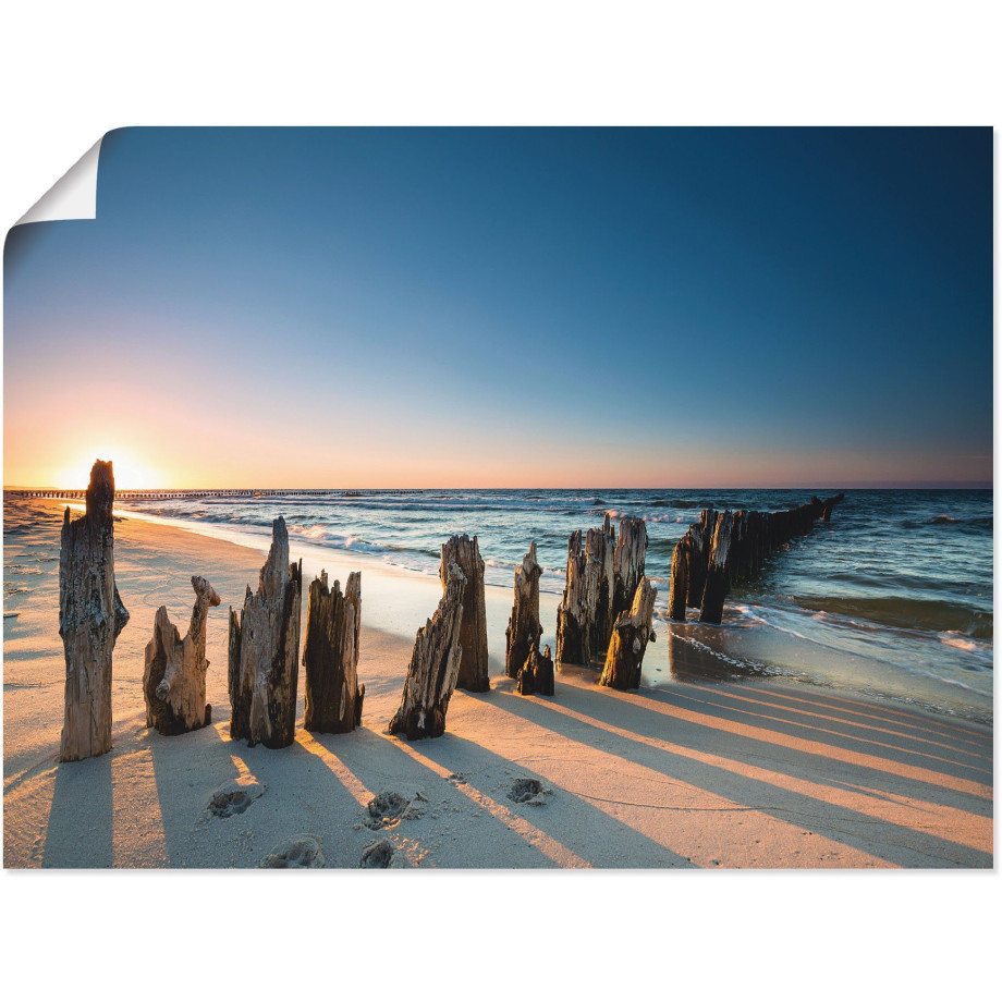 Artland Artprint Zonsondergang strand golfbreker als artprint van aluminium, artprint voor buiten, artprint op linnen, poster, muursticker afbeelding 1