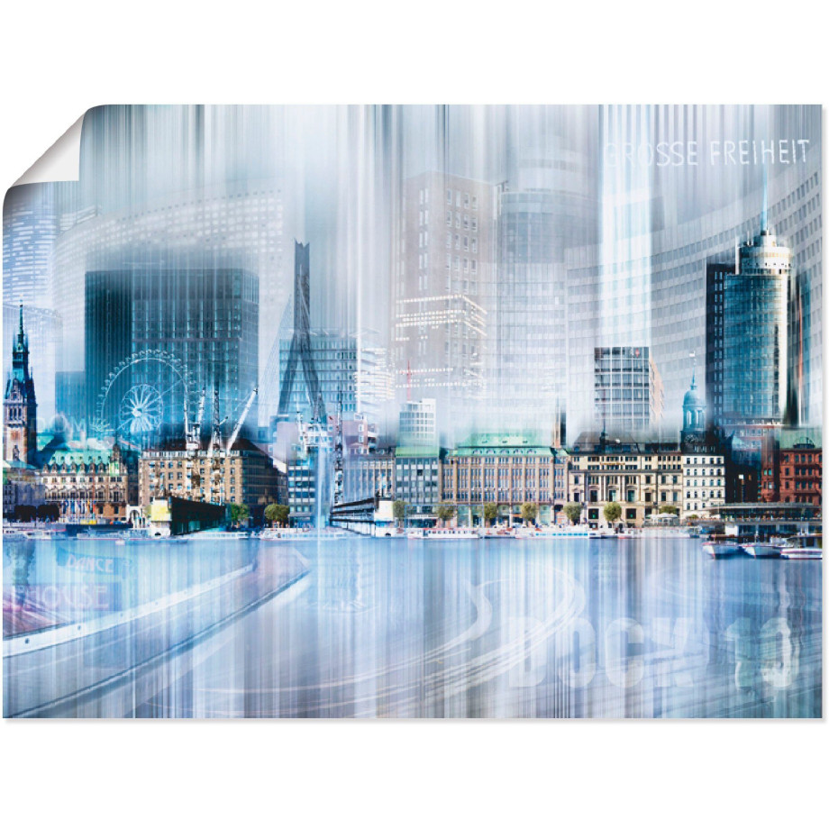 Artland Poster Hamburg Skyline collage I als artprint op linnen, muursticker of poster in verschillende maten afbeelding 1