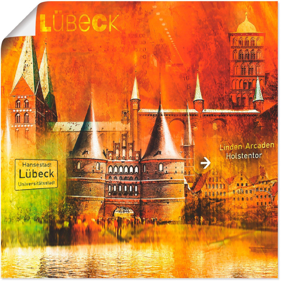 Artland Poster Lübeck Hanzestad collage 04 als artprint op linnen, muursticker of poster in verschillende maten afbeelding 1