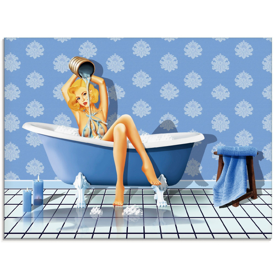 Artland Print op glas De sexy blauwe badkamer afbeelding 1
