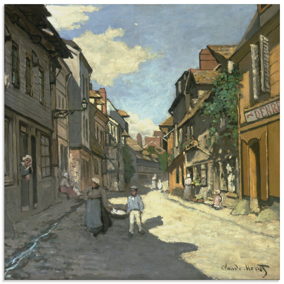 Artland Print op glas Dorpsstraat, NORMANDIË afbeelding 1