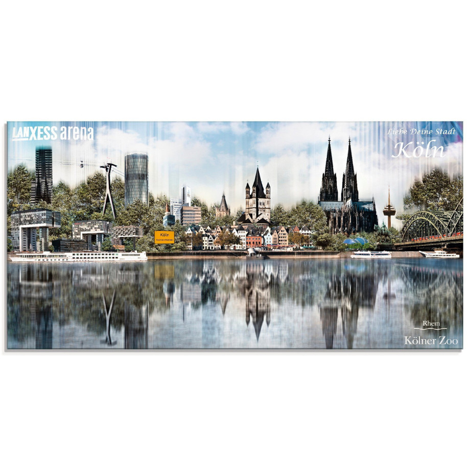 Artland Print op glas Keulen Skyline abstracte collage 20 afbeelding 1