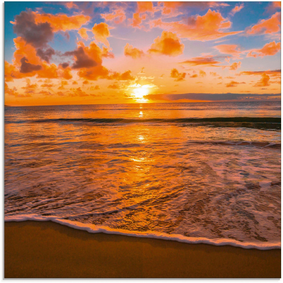 Artland Print op glas Mooie tropische zonsondergang aan het strand afbeelding 1