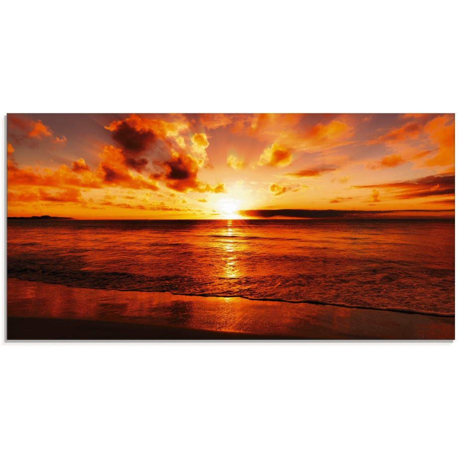 Artland Print op glas Mooie zonsondergang strand afbeelding 1