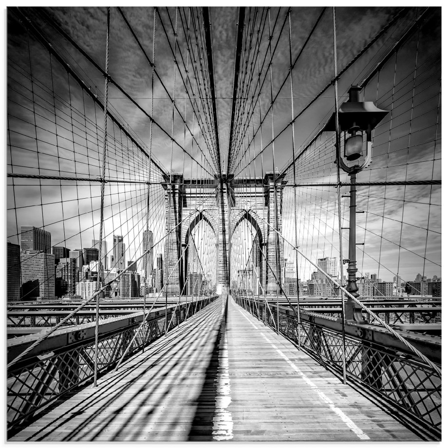 Artland Print op glas New York City Brooklyn Bridge afbeelding 1
