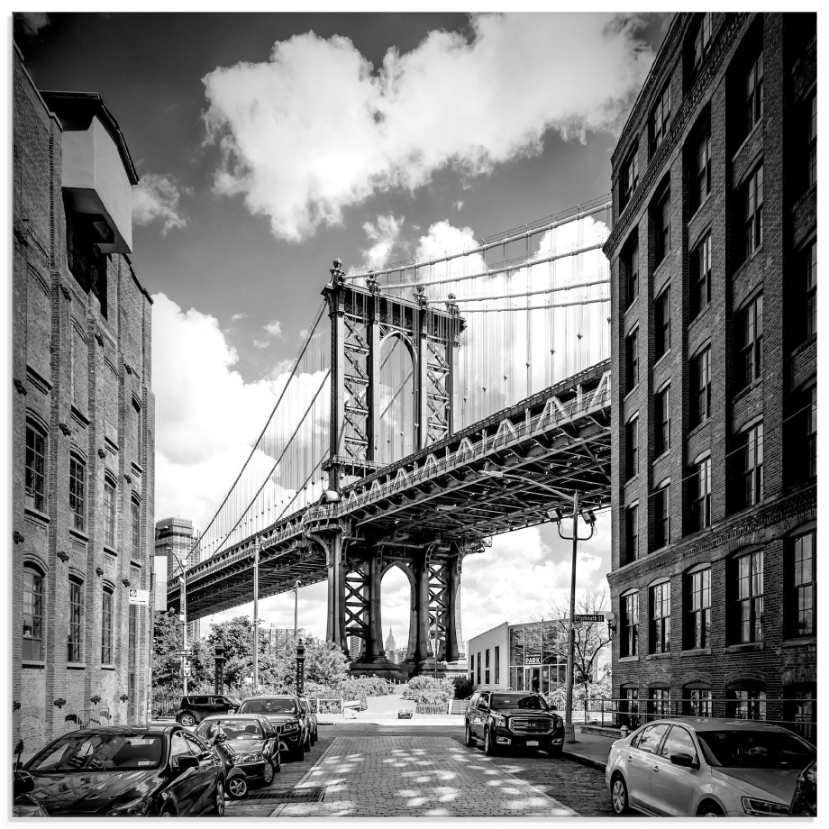 Artland Print op glas New York City Manhattan Bridge afbeelding 1
