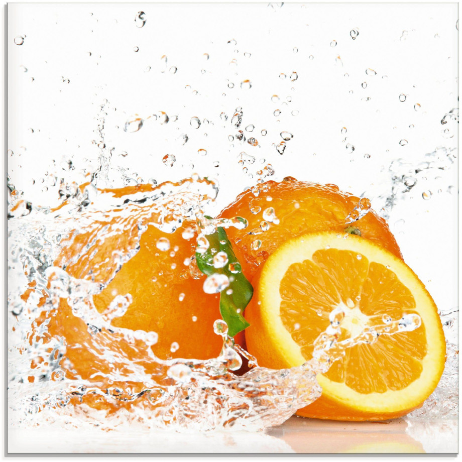 Artland Print op glas Orange met spatwater in verschillende maten afbeelding 1