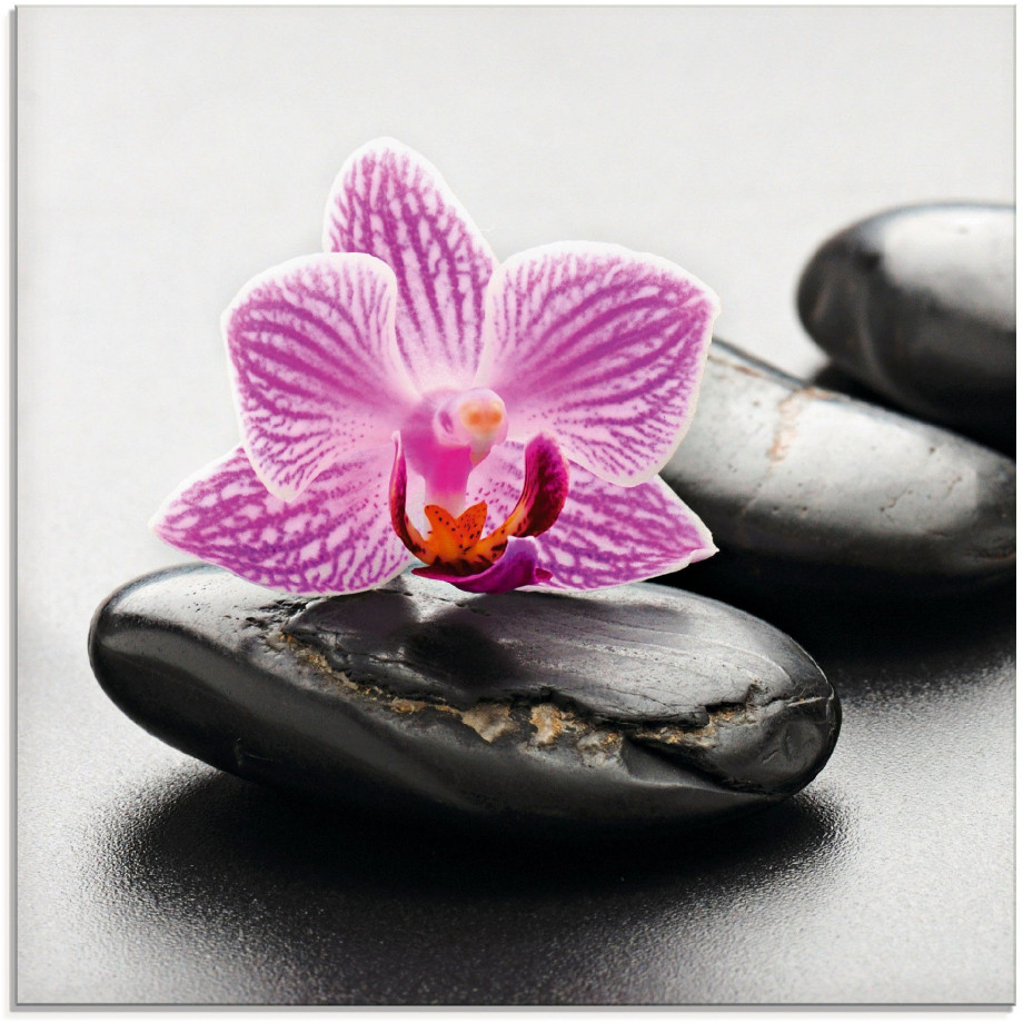 Artland Print op glas Spa-concept met zen stenen en orchidee afbeelding 1