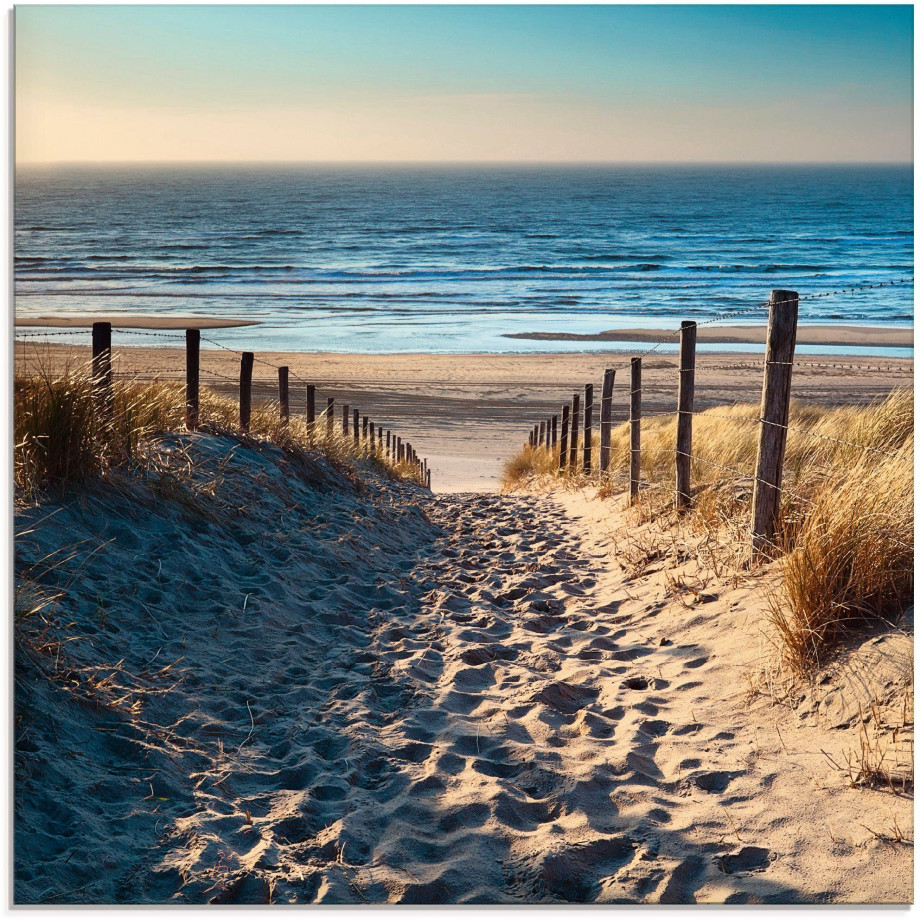 Artland Print op glas Weg naar het Noordzeestrand zonsondergang afbeelding 1