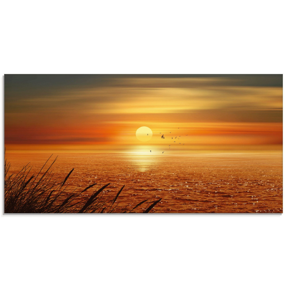 Artland Print op glas Zonsondergang boven de zee afbeelding 1