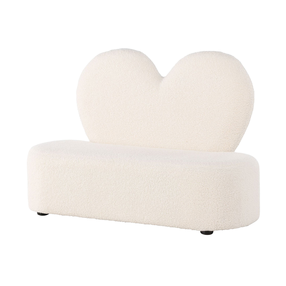 Aryna kinderbankje teddy wit - met hartvormige rugleuning Aryna kinderbankje teddy wit - met hartvormige rugleuning afbeelding 1