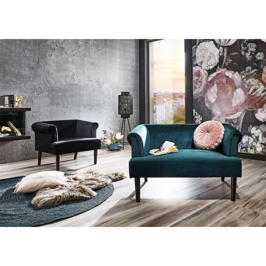 ATLANTIC home collection 1,5-zitsbank Charlie XXL-fauteuil met fluwelen hoes, met golfvering afbeelding 1