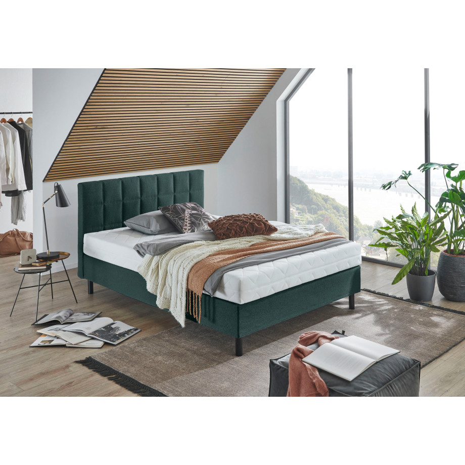 ATLANTIC home collection Boxspring NIKOLA Massief houten poten, met/zonder matras, verkrijgbaar in H2 en H3 afbeelding 1