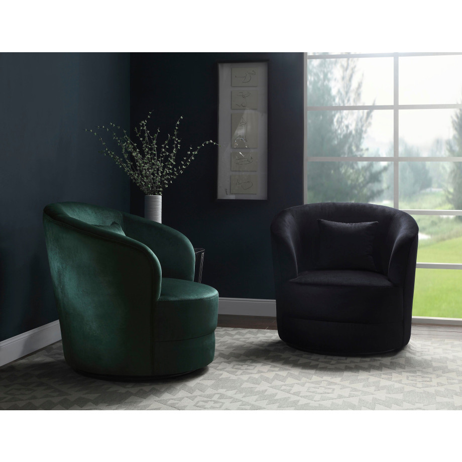 ATLANTIC home collection Draaibare fauteuil Colin 360° vrij draaiend, in fluwelen hoes, incl. sierkussen afbeelding 1