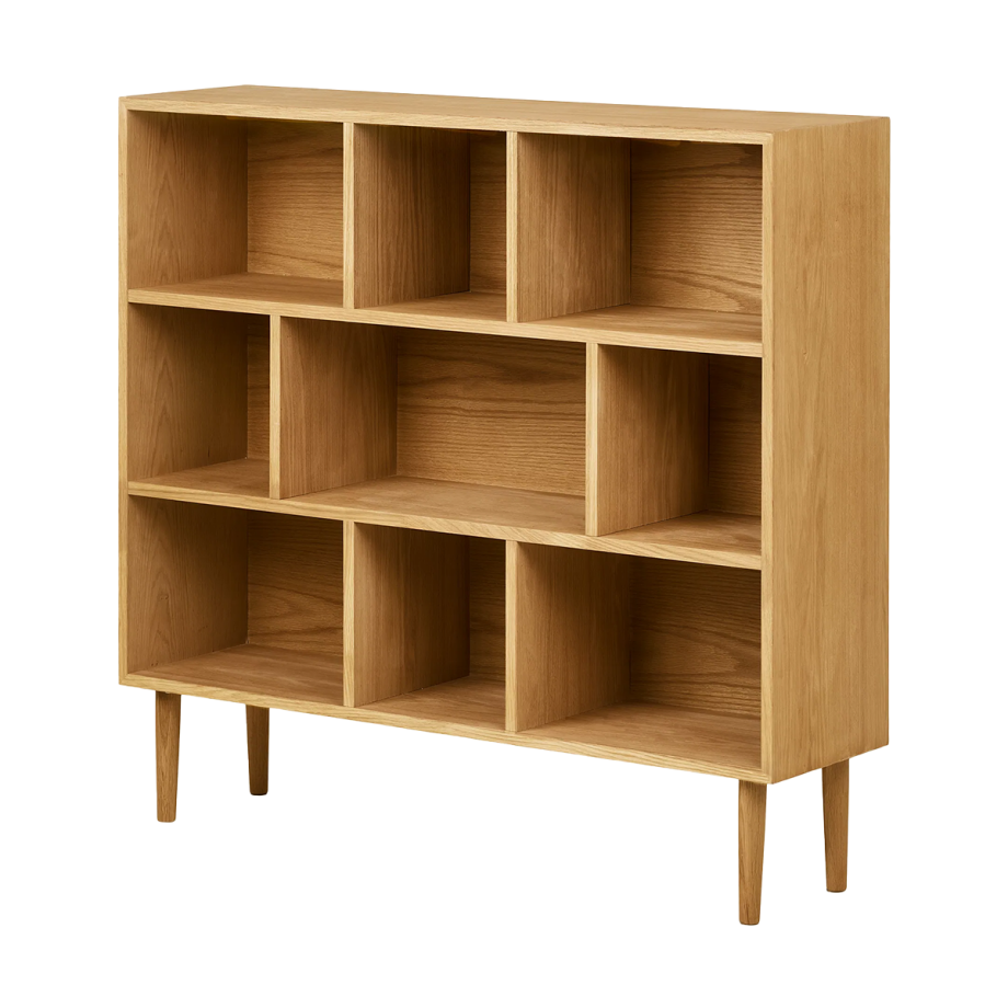 August eikenhouten boekenkast naturel - 112 x 105 cm afbeelding 1