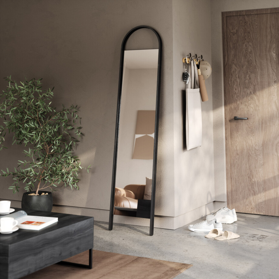 Umbra Staande Spiegel 'Bellwood' 196 x 45cm, kleur Zwart afbeelding 1