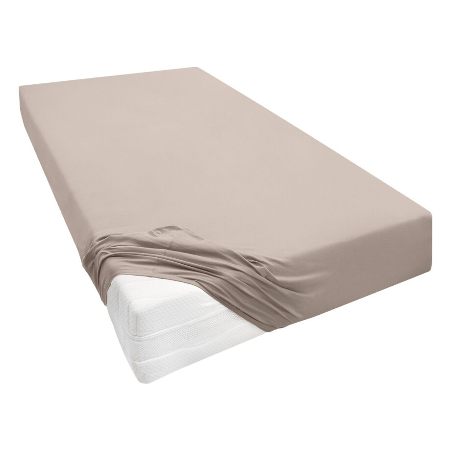 Biberna Jersey hoeslaken voor boxspringmatrassen (Lichtbruin, 140-160 x 200-220 cm) afbeelding 1