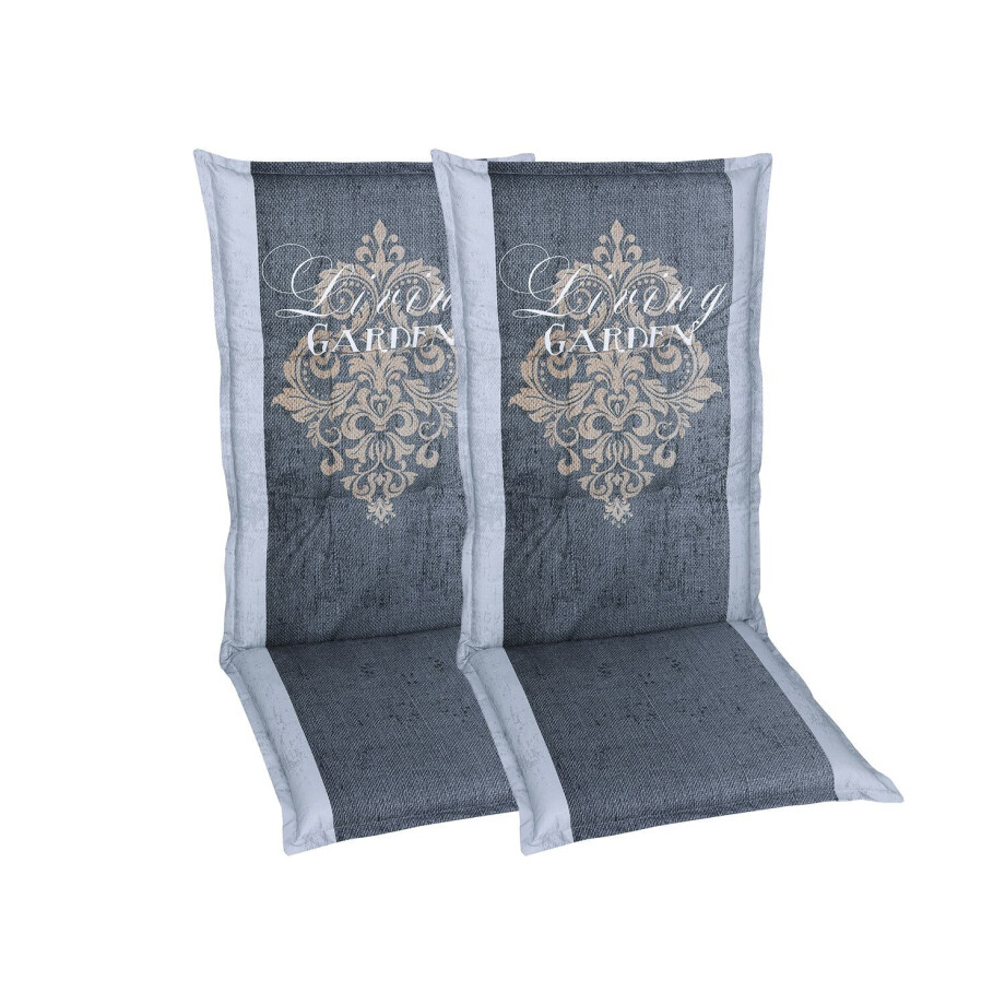 GO-DE Textil Tuinkussen (Stoelkussens voor stoelen met een normale rugleuning, Grijs) afbeelding 1