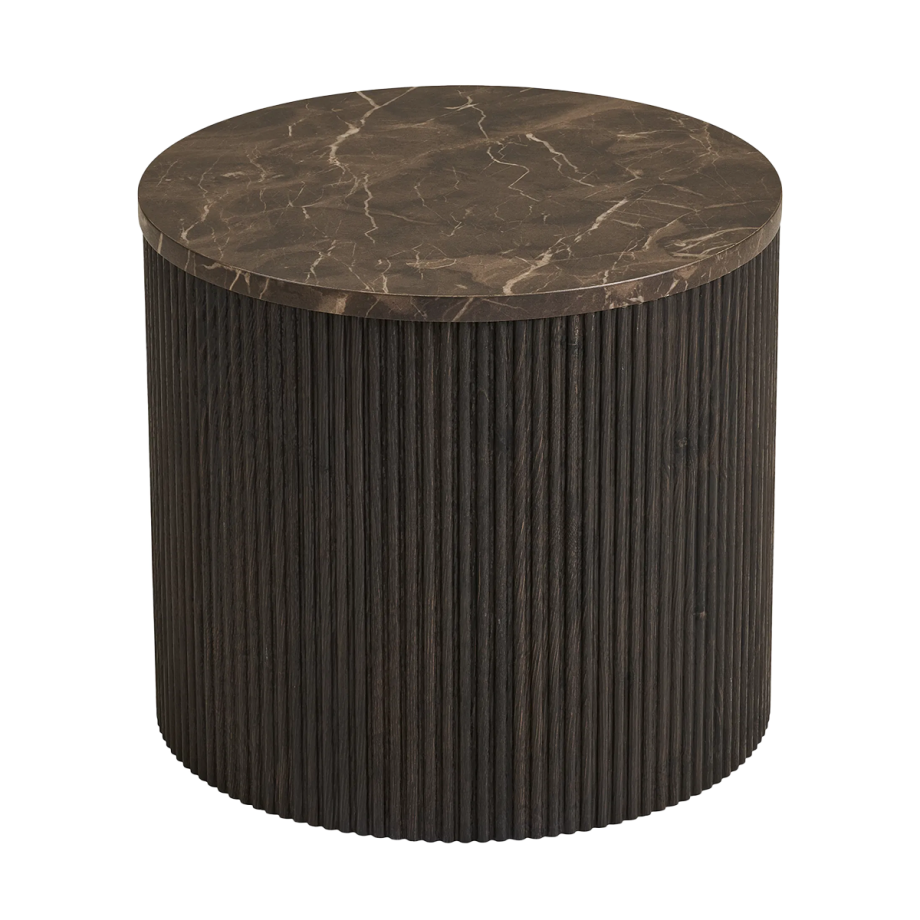 Babette ronde bijzettafel donkerbruin marmer - Ø 45 cm x 40 cm afbeelding 1