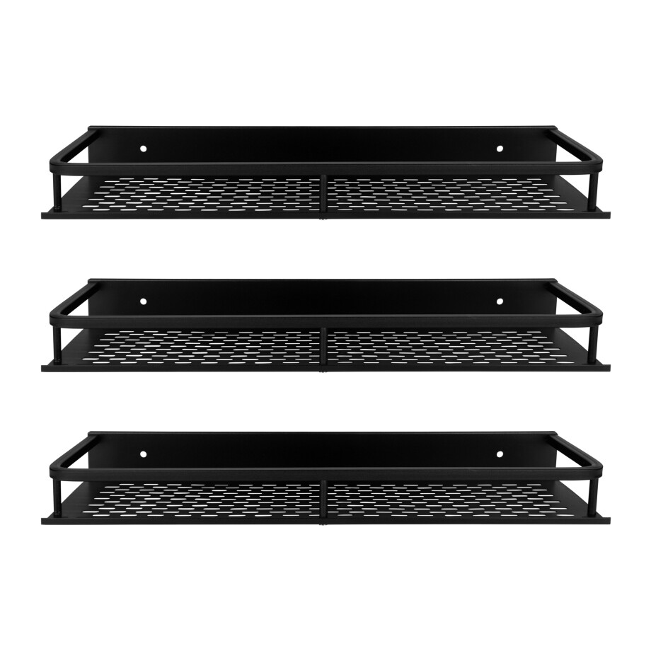 QUVIO Doucherek / Planchet - Set van 3 - Aluminium - Zwart afbeelding 1