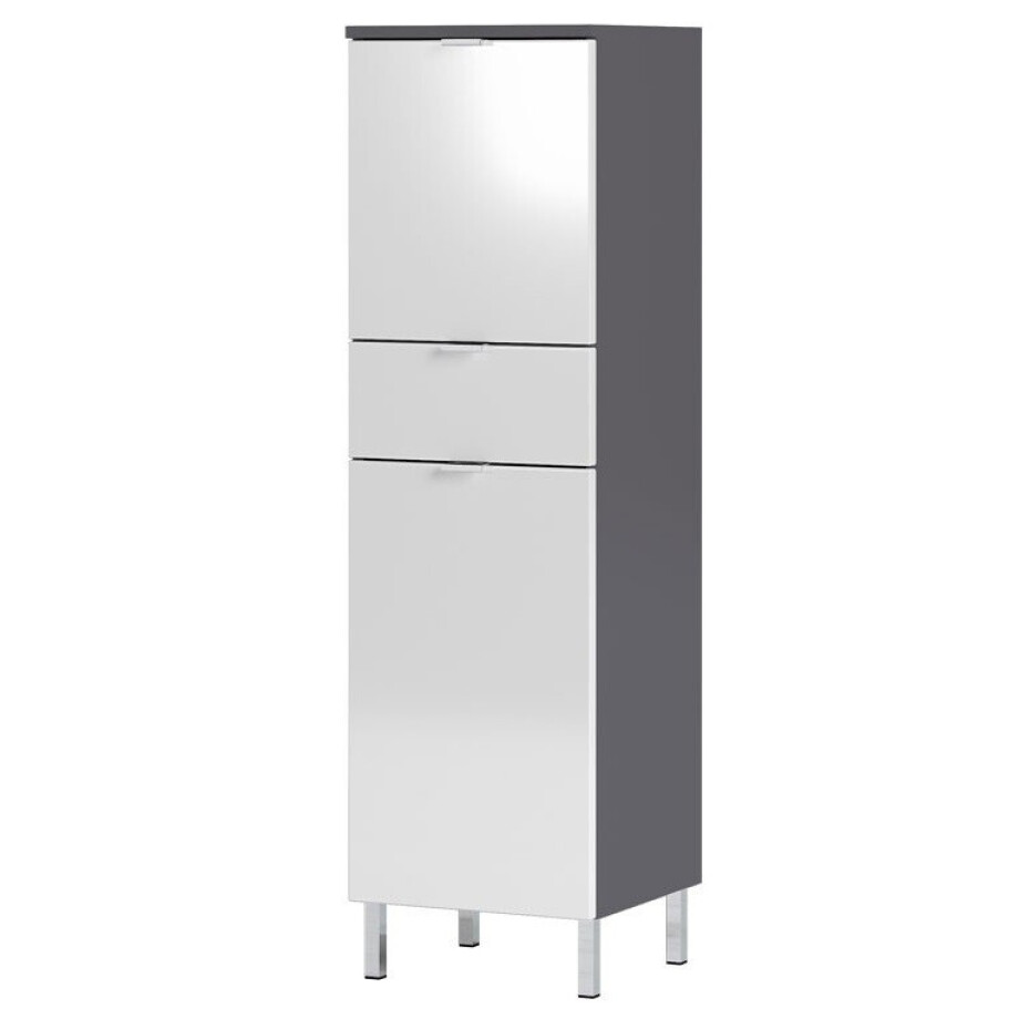 Badkamerkast Bruno 120 cm hoog in grafiet met wit Badkamerkast Bruno 120 cm hoog in grafiet met wit afbeelding