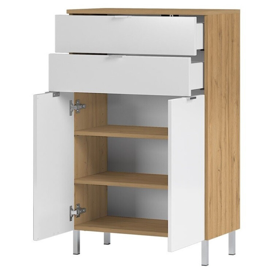 Badkamerkast Bruno 97 cm hoog in grandson eiken met wit afbeelding 1