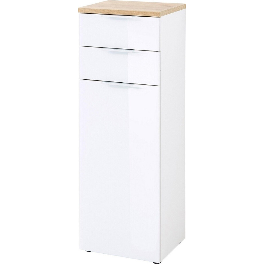 Badkamerkast Pescara 112 cm hoog wit met navarra eiken Badkamerkast Pescara 112 cm hoog wit met navarra eiken afbeelding 1
