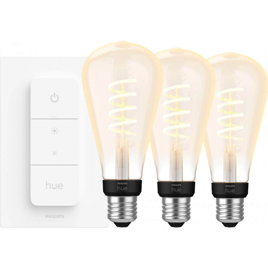 Philips Hue Filament White Ambiance Edison XL 3-pack + dimme afbeelding 