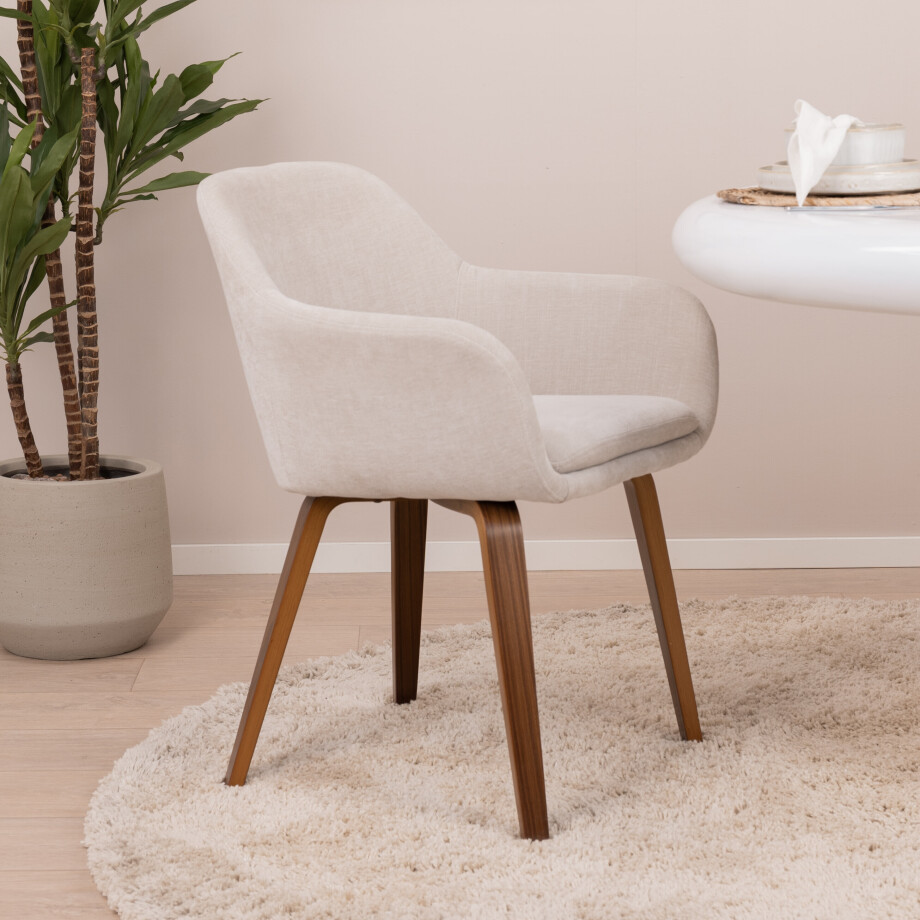 vtwonen Eetkamerstoel 'Base' Velvet, kleur Zand vtwonen Eetkamerstoel 'Base' Velvet, kleur Zand afbeelding 1