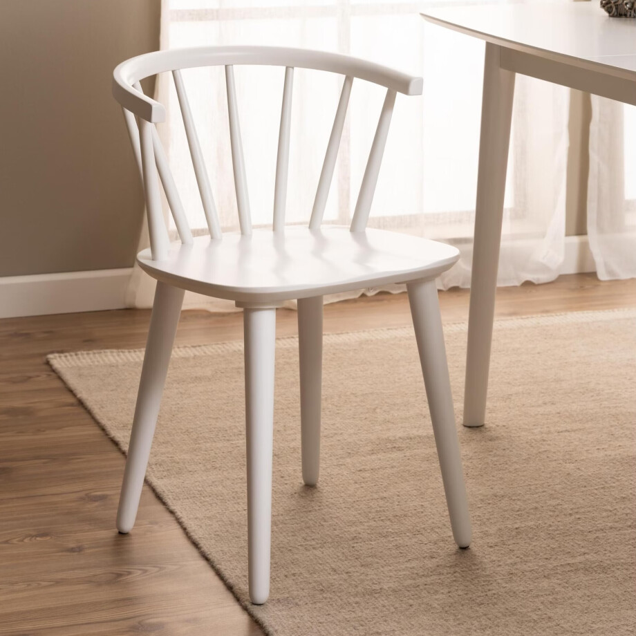 Bendt Eetkamerstoel 'Chez' Rubberhout, kleur Wit Bendt Eetkamerstoel 'Chez' Rubberhout, kleur Wit afbeelding 1