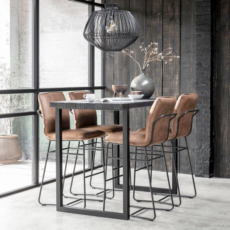 DTP Home Bartafel 'Beam' Hoog, Teakhout, 150 x 80cm, kleur Zwart afbeelding 1