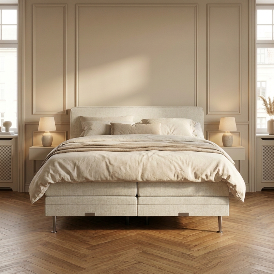 2-Persoons Boxspring Elektrisch - Comfy Naturel - Beige 140x200 Cm - - Inclusief Topper - Dekbed-Discounter.nl 2-Persoons Boxspring Elektrisch - Comfy Naturel - Beige 140x200 Cm - - Inclusief Topper - Dekbed-Discounter.nl afbeelding