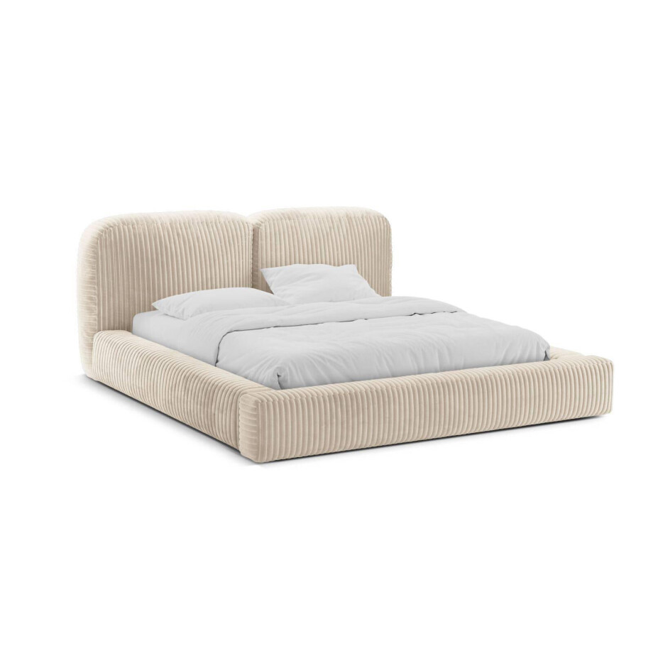 Bedframe Martina ribstof 200 x 200 met opbergruimte | Micadoni Home Bedframe Martina ribstof 200 x 200 met opbergruimte | Micadoni Home afbeelding 1