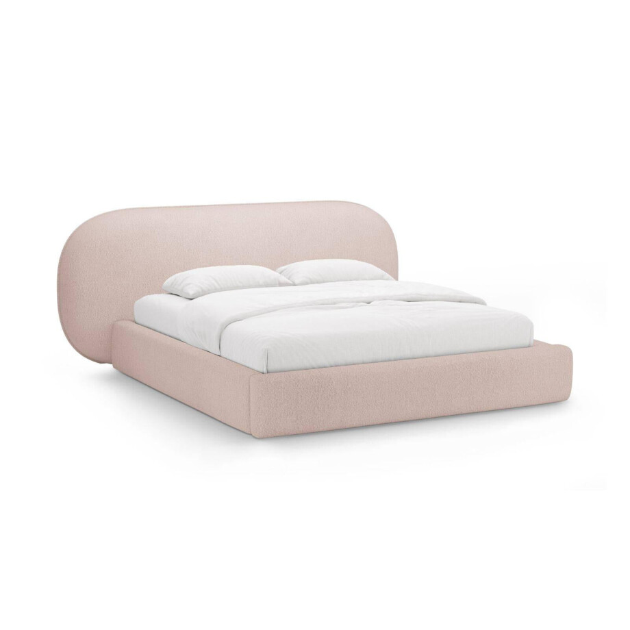Bedframe Ovalo bouclé 160 x 200 met opbergruimte | Micadoni Home afbeelding 1