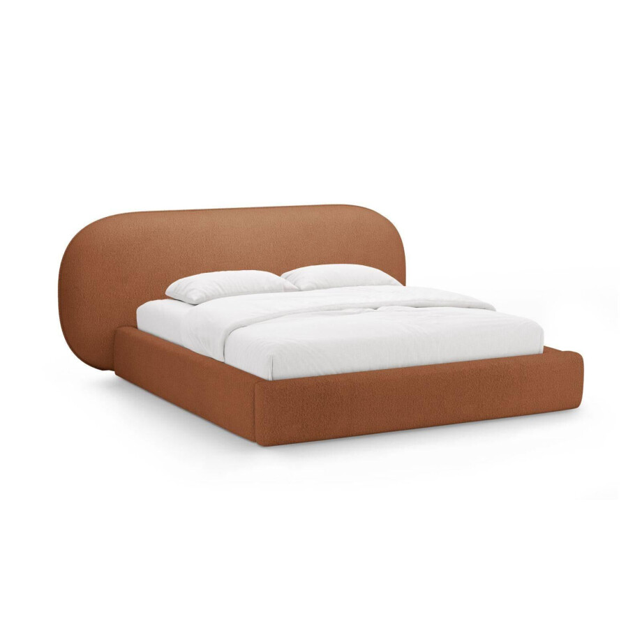 Bedframe Ovalo bouclé 200 x 200 met opbergruimte | Micadoni Home afbeelding 1