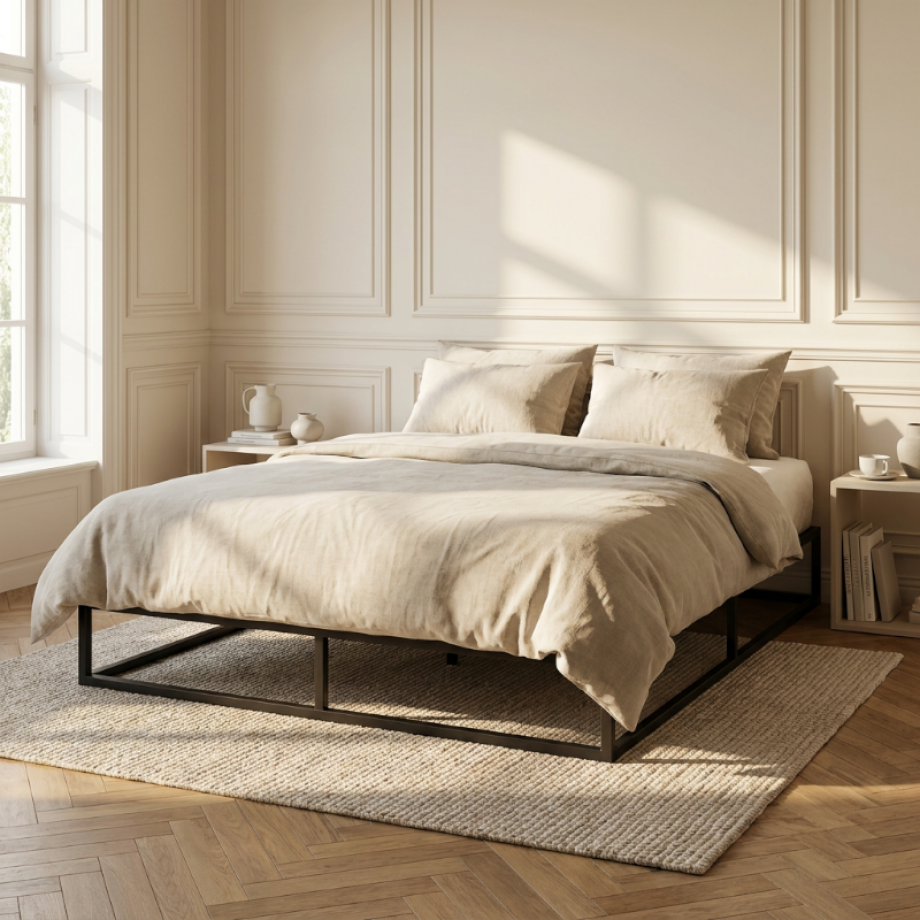 1-Persoons Metalen Bedframe - Zwart 90x200 Cm - - Inclusief Topper - Dekbed-Discounter.nl afbeelding 